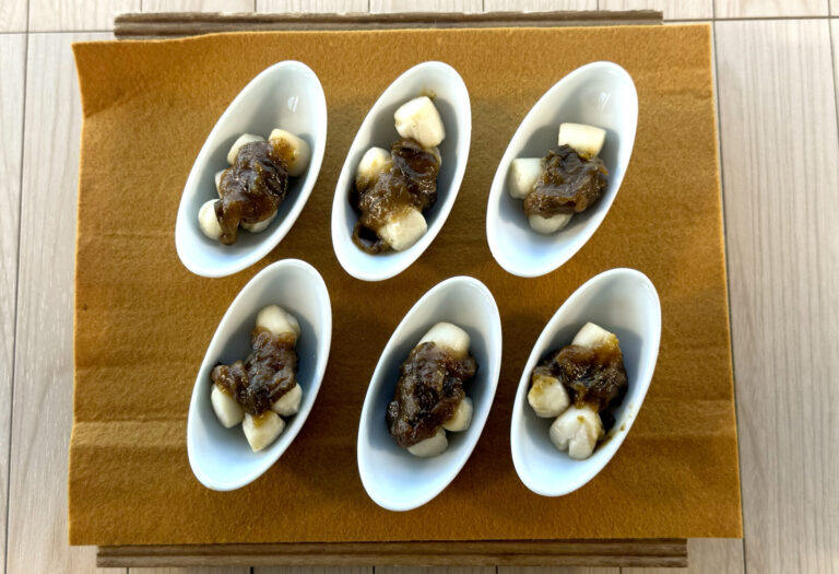 小柱のネギ味噌かけ